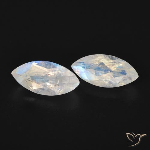 1.18 ctw White Rainbow Moonstone Stones, Natural Rainbow Moonstone in Marquise Facet Shape for Sale