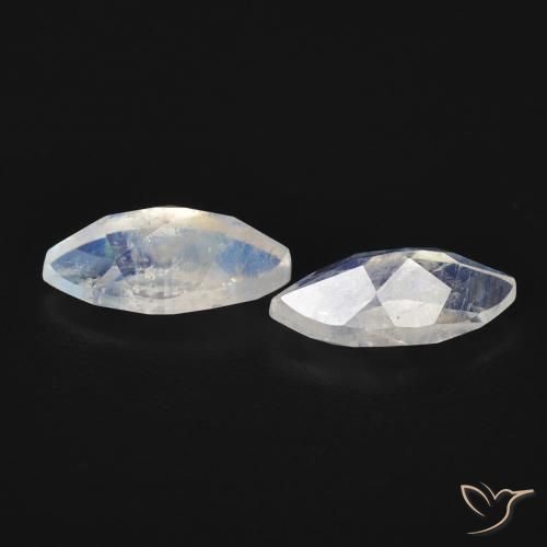 Rainbow Moonstone Gemstones in 8 x 4 mm (calibrated) Size for Sale, Rainbow Moonstone Stones in Bluish White Color
