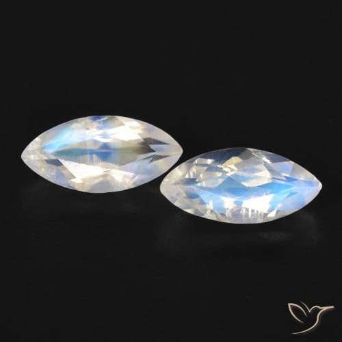 1.07ctw Natural Bluish White Rainbow Moonstone, Marquise, Transparent