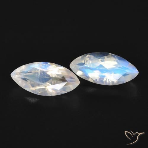 1.07 ctw White Rainbow Moonstone Stones, Natural Rainbow Moonstone in Marquise Facet Shape for Sale