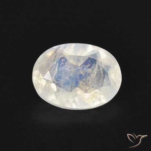 1.13ct Natural Bluish White Rainbow Moonstone, Oval, Transparent