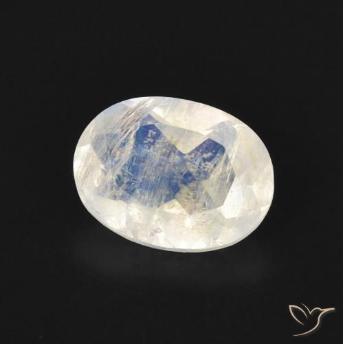 1.13 ct White Rainbow Moonstone Stone, Natural Rainbow Moonstone in Oval Facet Shape for Sale