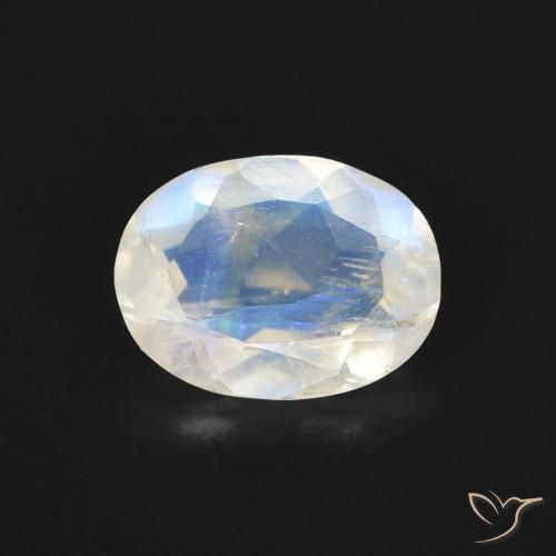 1.10ct Natural Bluish White Rainbow Moonstone, Oval, Transparent