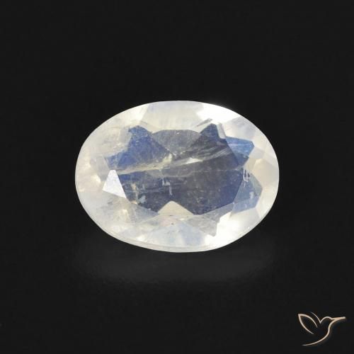 1.15ct Natural Bluish White Rainbow Moonstone, Oval, Transparent