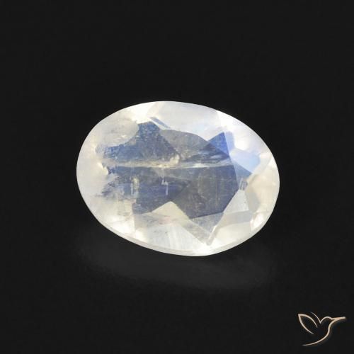 1.15 ct White Rainbow Moonstone Stone, Natural Rainbow Moonstone in Oval Facet Shape for Sale