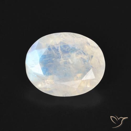 3.00ct Natural Bluish White Rainbow Moonstone, Oval, Transparent
