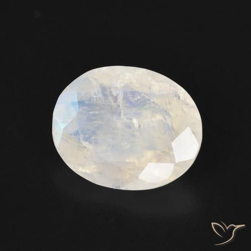 3.00 ct White Rainbow Moonstone Stone, Natural Rainbow Moonstone in Oval Facet Shape for Sale