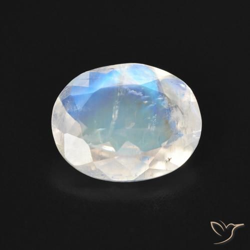 2.54 ct White Rainbow Moonstone Gemstone, Rainbow Moonstone Gem in Oval Facet Shape for Sale.