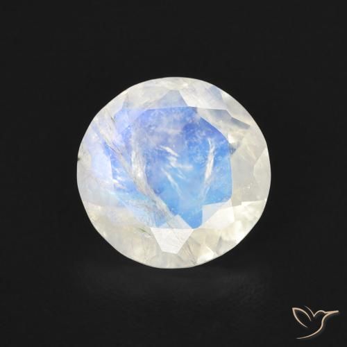 1.47ct Natural Bluish White Rainbow Moonstone, Round, Transparent