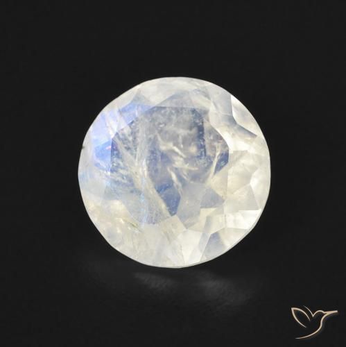 1.47 ct White Rainbow Moonstone Stone, Natural Rainbow Moonstone in Round Facet Shape for Sale