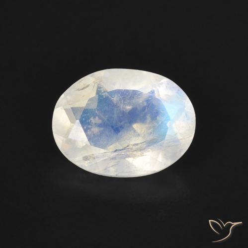 1.30ct Natural Bluish White Rainbow Moonstone, Oval, Transparent