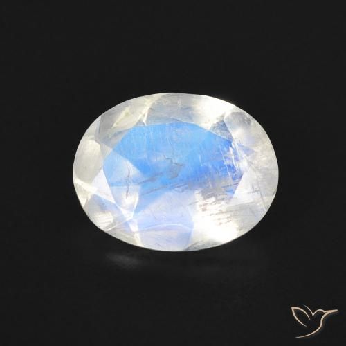 1.38ct Natural Bluish White Rainbow Moonstone, Oval, Transparent