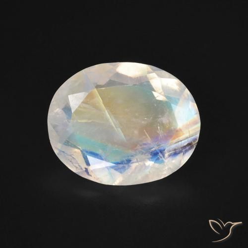 2.70ct Natural Bluish White Rainbow Moonstone, Oval, Transparent