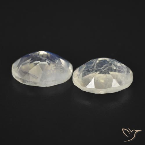 Rainbow Moonstone Gemstones in 9 x 7 mm (calibrated) Size for Sale, Rainbow Moonstone Stones in Bluish White Color