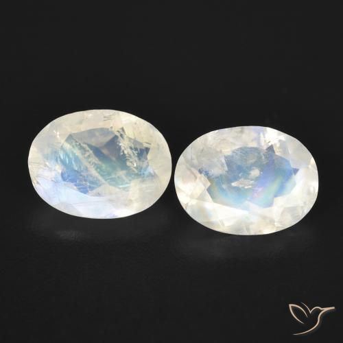 2.37ctw Natural Bluish White Rainbow Moonstone, Oval, Transparent