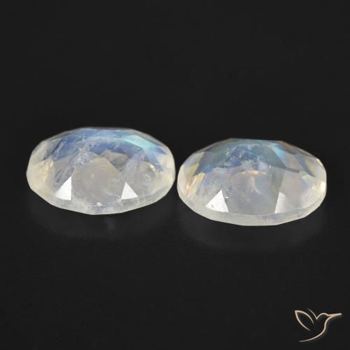 Rainbow Moonstone Gemstones in 8 x 6 mm (calibrated) Size for Sale, Rainbow Moonstone Stones in Bluish White Color