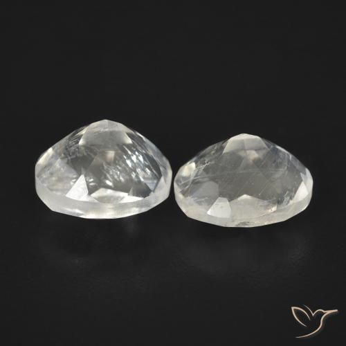 Rainbow Moonstone Gemstones in 7 x 5.9 mm Size for Sale, Rainbow Moonstone Stones in Bluish White Color