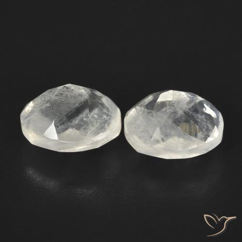 Rainbow Moonstone Gemstones in 7 x 6 mm Size for Sale, Rainbow Moonstone Stones in Bluish White Color