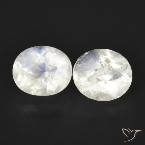 2.36ctw Natural Bluish White Rainbow Moonstone, Oval, Transparent