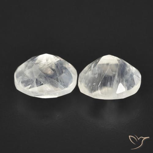 Rainbow Moonstone Gemstones in 6.9 x 6 mm Size for Sale, Rainbow Moonstone Stones in Bluish White Color