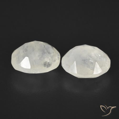 Rainbow Moonstone Gemstones in 7.1 x 6.2 mm Size for Sale, Rainbow Moonstone Stones in Bluish White Color