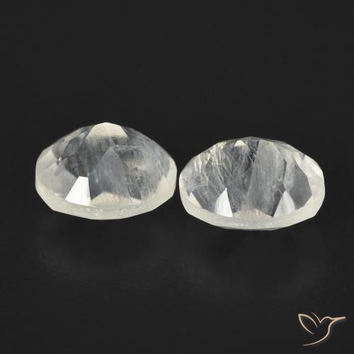 Rainbow Moonstone Gemstones in 7.1 x 6.1 mm Size for Sale, Rainbow Moonstone Stones in Bluish White Color