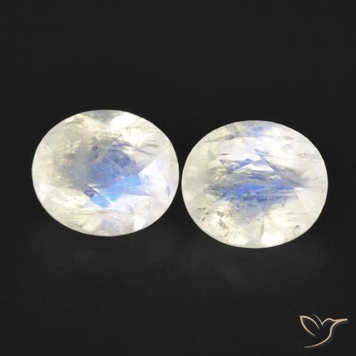 2.46ctw Natural Bluish White Rainbow Moonstone, Oval, Transparent
