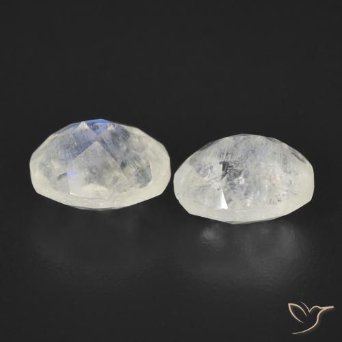 Rainbow Moonstone Gemstones in 7.2 x 6.2 mm Size for Sale, Rainbow Moonstone Stones in Bluish White Color