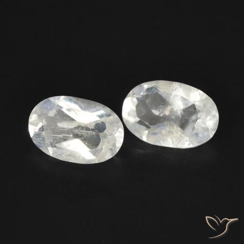 0.80 ctw White Rainbow Moonstone Stones, Natural Rainbow Moonstone in Oval Facet Shape for Sale