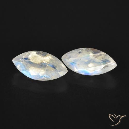 1.15 ctw White Rainbow Moonstone Stones, Natural Rainbow Moonstone in Marquise Facet Shape for Sale