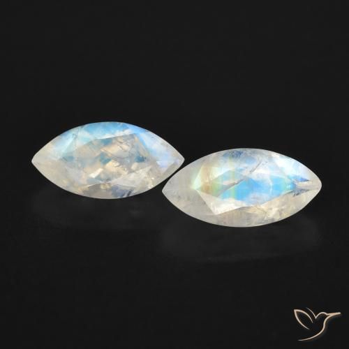 1.24ctw Natural Bluish White Rainbow Moonstone, Marquise, Transparent