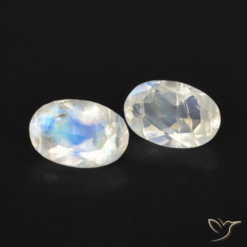 0.82 ctw White Rainbow Moonstone Stones, Natural Rainbow Moonstone in Marquise Facet Shape for Sale