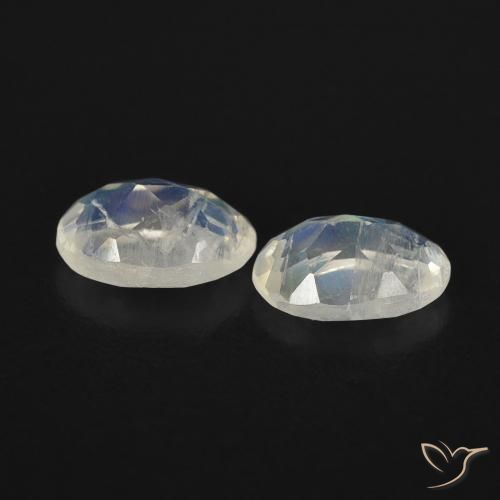 Rainbow Moonstone Gemstones in 6 x 4 mm (calibrated) Size for Sale, Rainbow Moonstone Stones in Bluish White Color