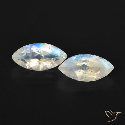 1.08ctw Natural Bluish White Rainbow Moonstone, Marquise, Transparent