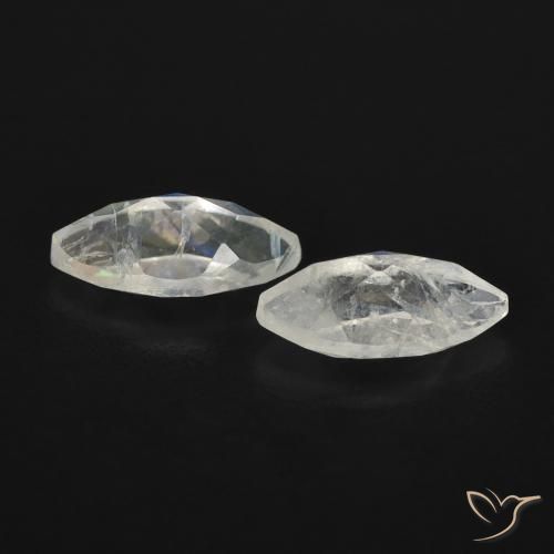Rainbow Moonstone Gemstones in 8 x 4 mm (calibrated) Size for Sale, Rainbow Moonstone Stones in Bluish White Color