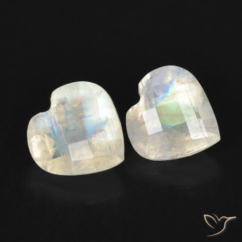 1.34ctw Natural Bluish White Rainbow Moonstone, Heart, Transparent