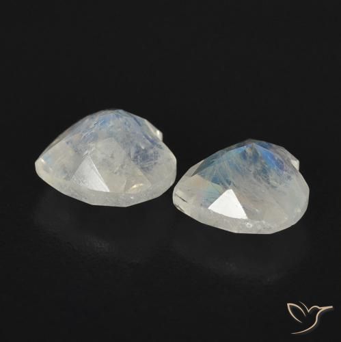 Rainbow Moonstone Gemstones in 6 x 6 mm (calibrated) Size for Sale, Rainbow Moonstone Stones in Bluish White Color
