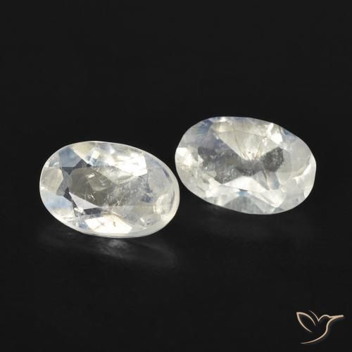 0.83 ctw White Rainbow Moonstone Stones, Natural Rainbow Moonstone in Oval Facet Shape for Sale