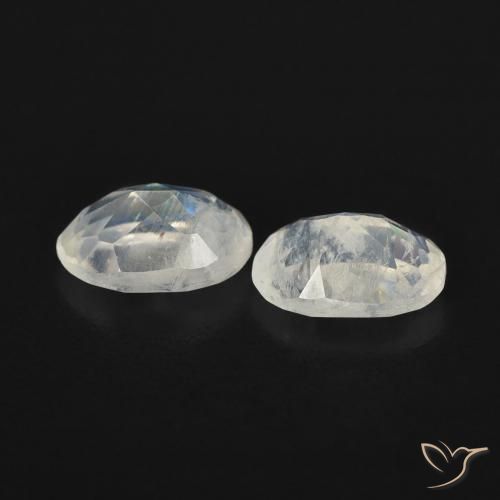 Rainbow Moonstone Gemstones in 6 x 4 mm (calibrated) Size for Sale, Rainbow Moonstone Stones in Bluish White Color