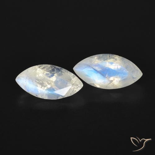 1.20 ctw White Rainbow Moonstone Stones, Natural Rainbow Moonstone in Marquise Facet Shape for Sale