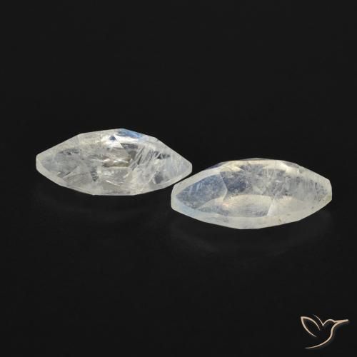 Rainbow Moonstone Gemstones in 8.3 x 4.2 mm Size for Sale, Rainbow Moonstone Stones in Bluish White Color