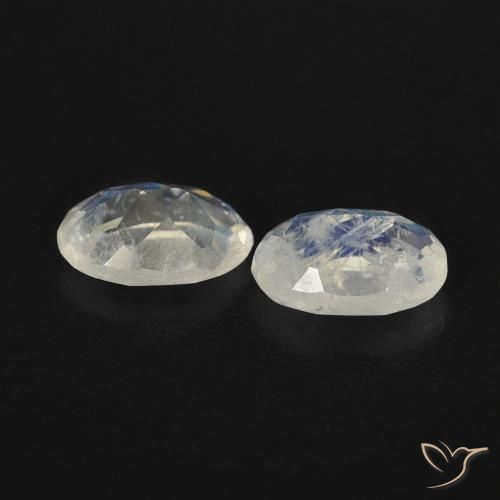 Rainbow Moonstone Gemstones in 6 x 4 mm (calibrated) Size for Sale, Rainbow Moonstone Stones in Bluish White Color