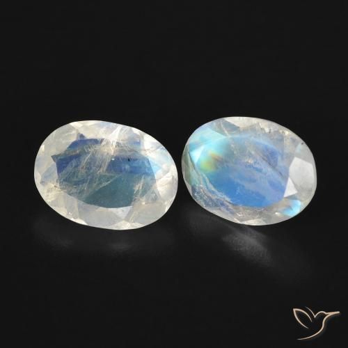 1.98ctw Natural Bluish White Rainbow Moonstone, Oval, Transparent
