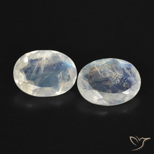1.98 ctw White Rainbow Moonstone Stones, Natural Rainbow Moonstone in Oval Facet Shape for Sale