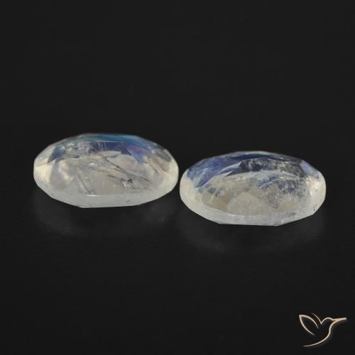 Rainbow Moonstone Gemstones in 8 x 6 mm (calibrated) Size for Sale, Rainbow Moonstone Stones in Bluish White Color