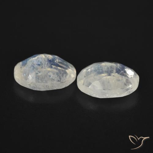 Rainbow Moonstone Gemstones in 8 x 6 mm (calibrated) Size for Sale, Rainbow Moonstone Stones in Bluish White Color
