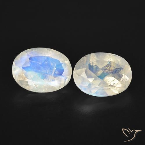 2.39ctw Natural Bluish White Rainbow Moonstone, Oval, Transparent