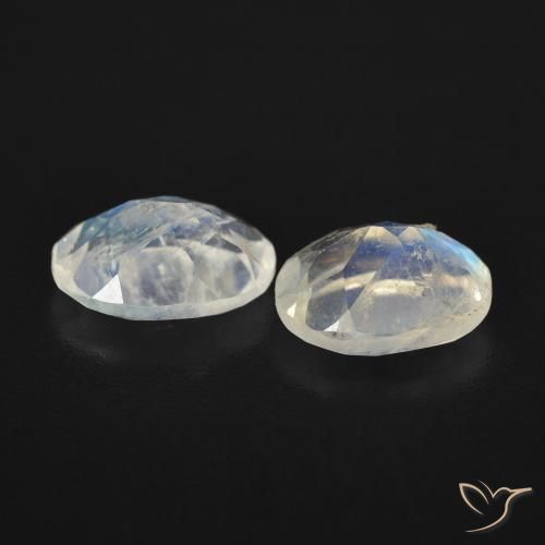 Rainbow Moonstone Gemstones in 8 x 6 mm (calibrated) Size for Sale, Rainbow Moonstone Stones in Bluish White Color