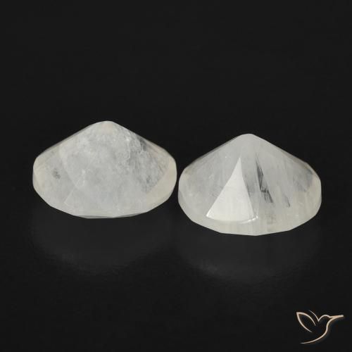 Rainbow Moonstone Gemstones in 7 x 6 mm Size for Sale, Rainbow Moonstone Stones in Bluish White Color