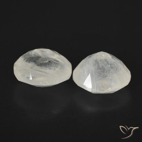 Rainbow Moonstone Gemstones in 7.1 x 6.1 mm Size for Sale, Rainbow Moonstone Stones in Bluish White Color